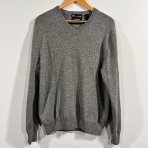 Daniel Bishop Men 100% Cashmere Quiet Luxury Sweater Gray Large Old Money Preppy